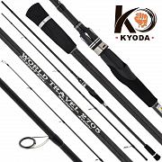 Фото спиннинг kyoda world travel, штекер 4 секции, длина 2,10 м, тест 3-18 гр, carbon t-30