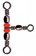 Фото вертлюг тройной с бус. 90 град. barrel triple swivels style, цвет black nikel, размер 9x12, (50шт.)
